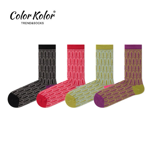 25SS spring and summer new retro red peacock pattern jacquard three-dimensional relief contrast color mid-calf socks with sandals socks for women