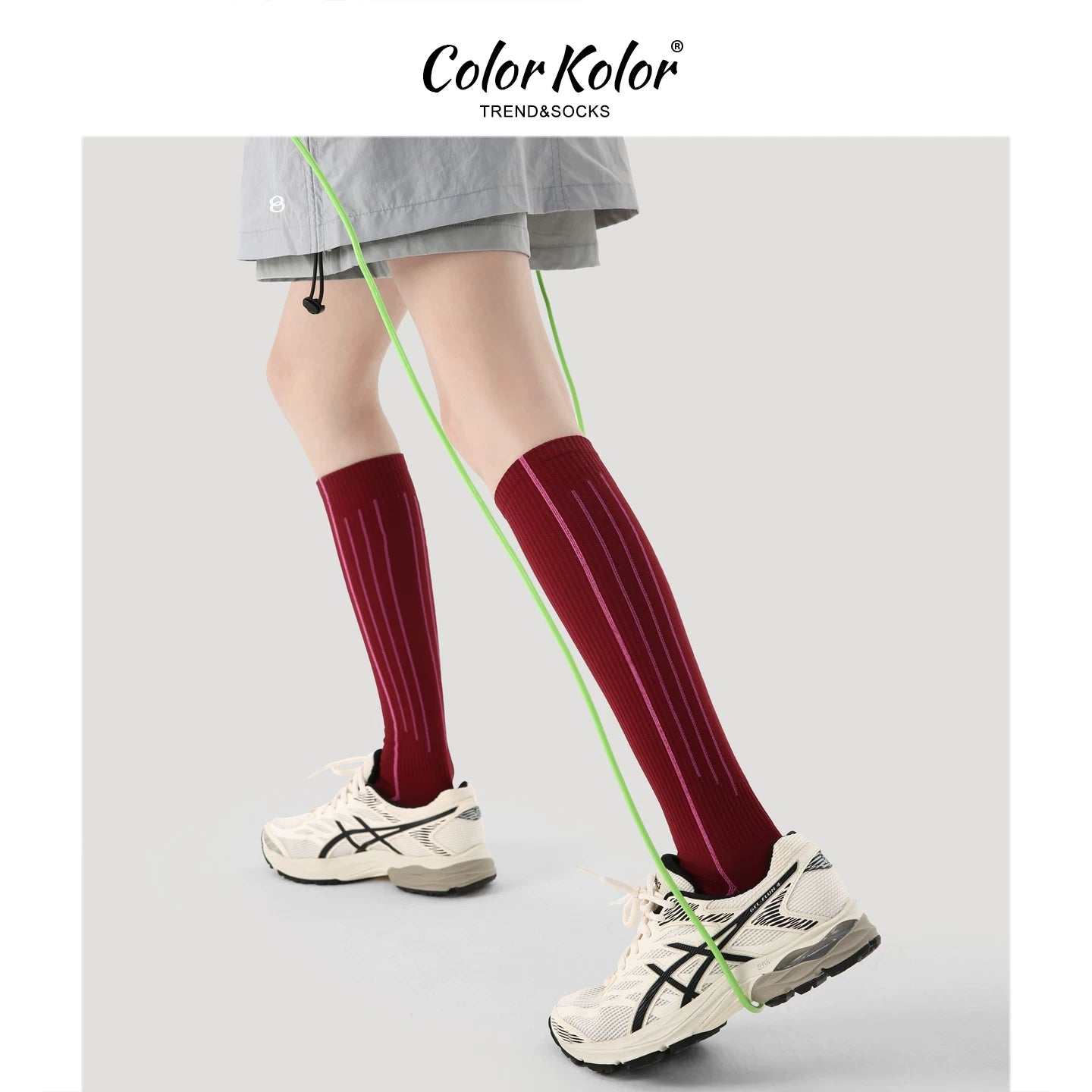 Compression socks, sports calf socks, compression cycling socks, badminton tennis socks, contrast striped fitness running socks for women