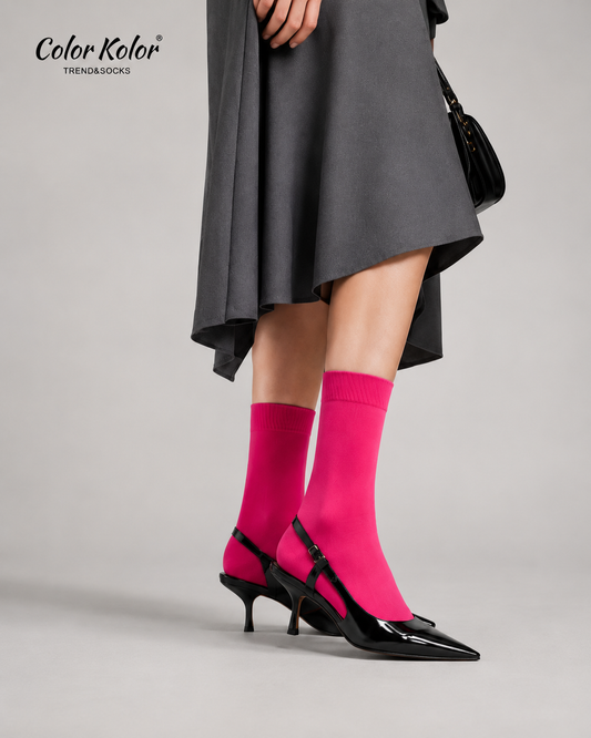 Dopamine colored socks women's mid-calf socks autumn and winter solid color towel bottom sports running socks badminton socks jump rope socks