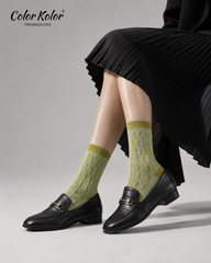 Retro Peacock Jacquard Mid-Calf Socks