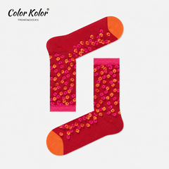 Sweet Floral Contrast Mid-Calf Socks