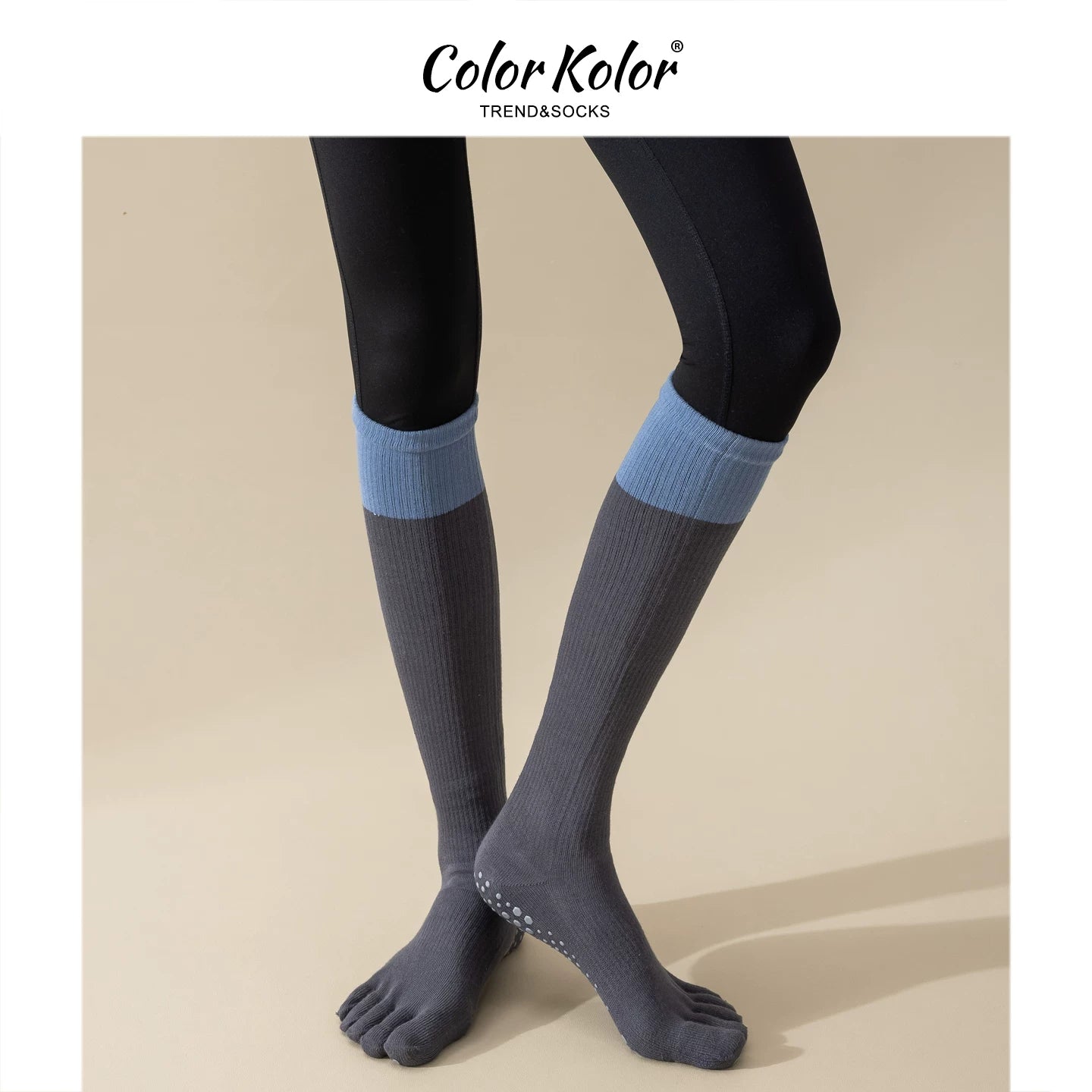 Pilates Grip Split-Toe Calf Socks