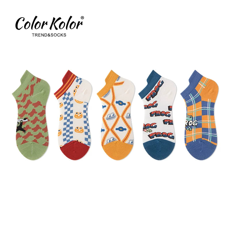 New summer socks, women's boat socks, non-slip, non-falling cotton socks, cute cartoon frog girl student low-cut socks