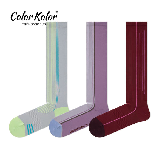 Compression socks, sports calf socks, compression cycling socks, badminton tennis socks, contrast striped fitness running socks for women
