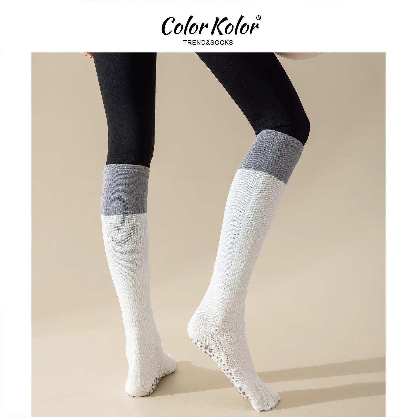 Pilates Grip Split-Toe Calf Socks