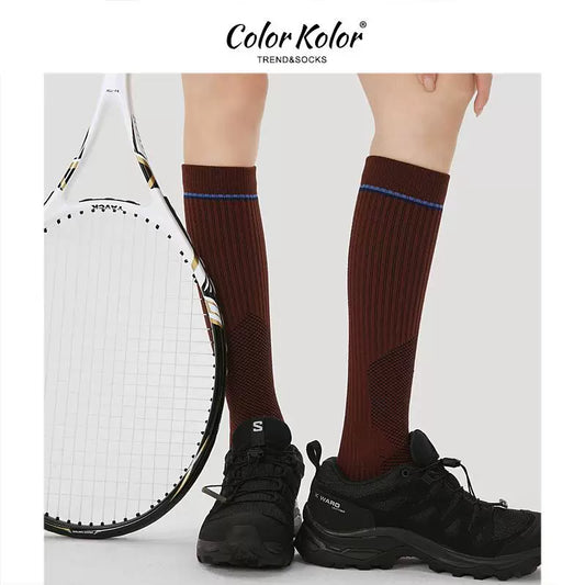 Professional sports socks Maillard style brown outdoor running jump rope pressure socks brown tennis calf socks for women