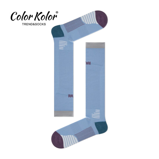 Sports compression socks calf socks women's blue towel bottom outdoor hiking threaded compression socks long tennis socks