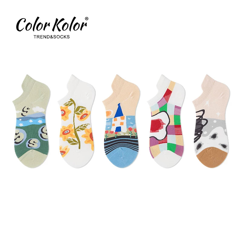 25SS summer boat socks, non-slip, non-falling, heel-lifting socks, Japanese illustrations, low-top shallow socks, heel-protecting socks for women