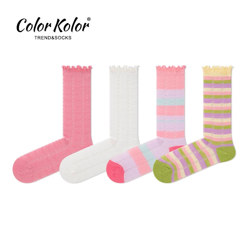 Summer thin dopamine socks for women mid-calf socks for girls sweet fungus lace breathable socks with sandals