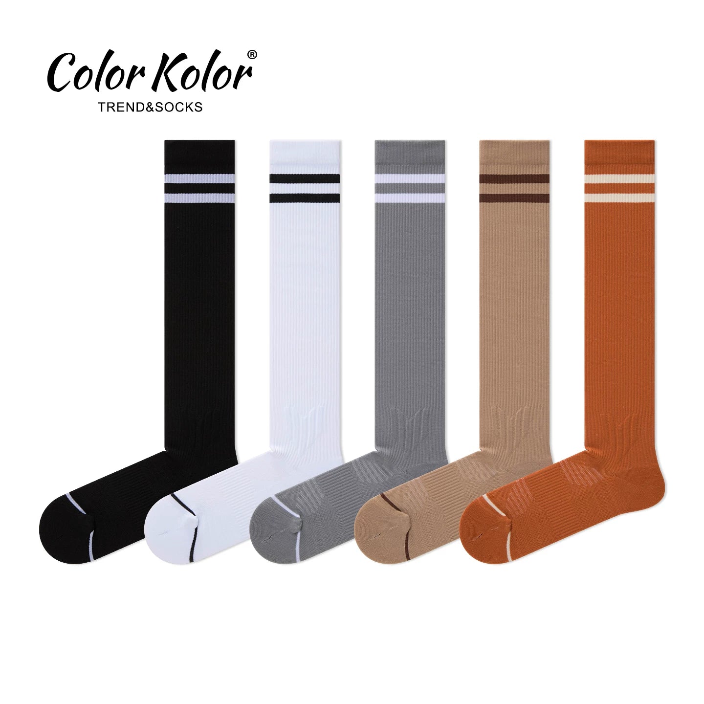 Two-stripe college style sports compression socks calf socks towel bottom running socks compression yoga stockings for women