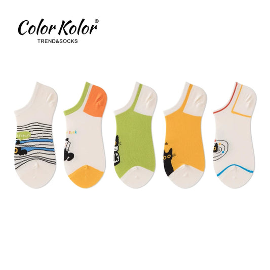 Summer cartoon illustration cat series cute socks women's shallow socks net celebrity invisible cotton socks girl's boat socks
