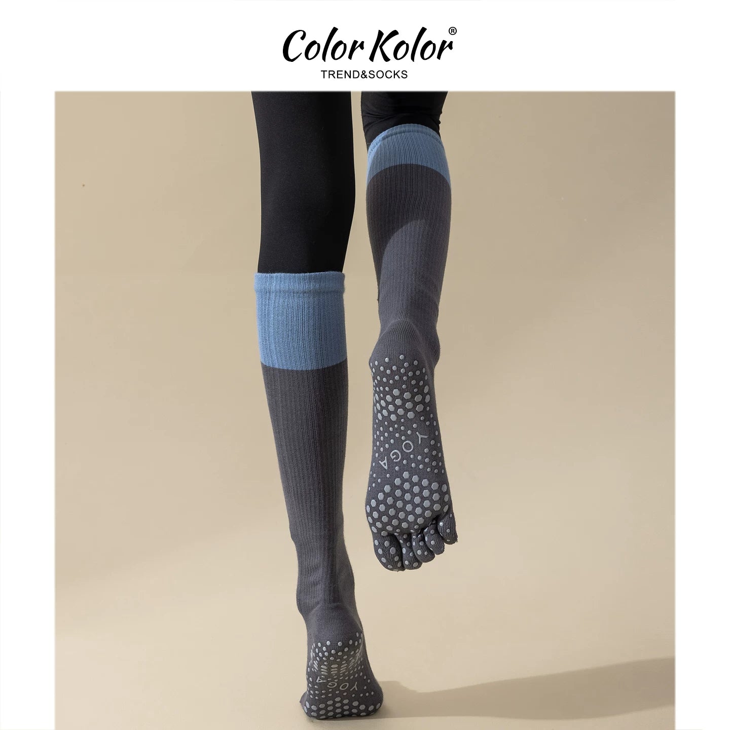 Pilates Grip Split-Toe Calf Socks