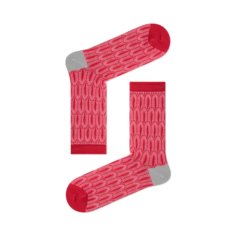 Retro Peacock Jacquard Mid-Calf Socks