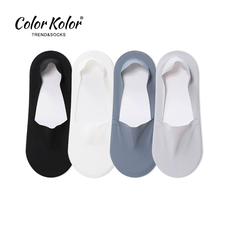 Summer thin ice silk boat socks for men, pure cotton bottom, non-slip, non-falling, sweat-absorbent, breathable, solid color, shallow mouth invisible socks