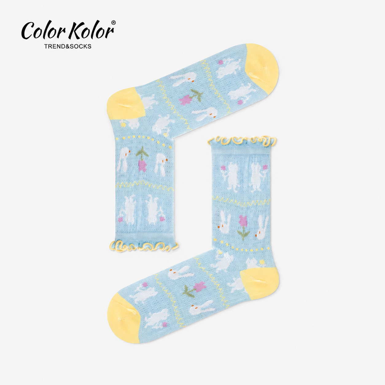 Summer Lace Cartoon Mid-Calf Socks – Red Flowers