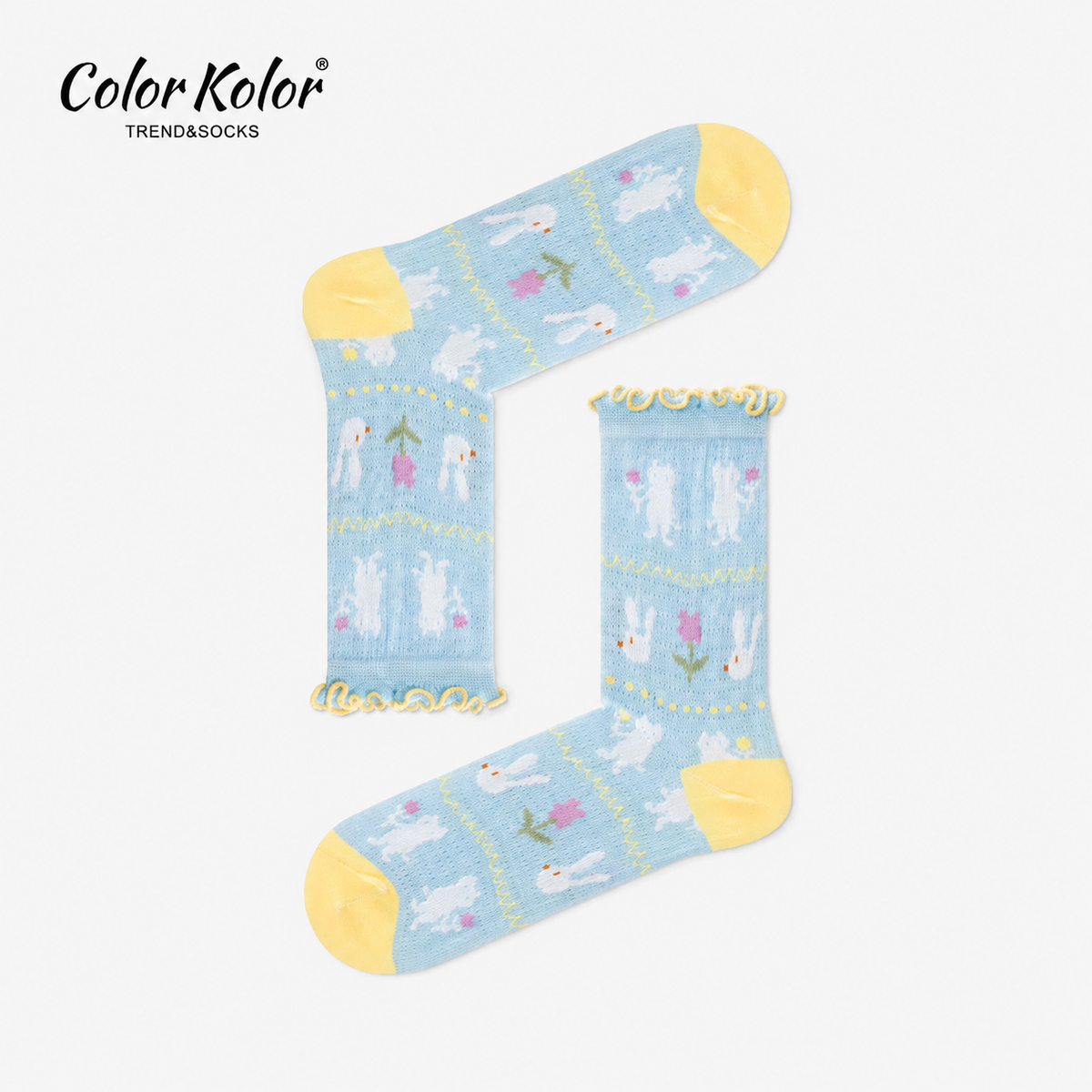 Summer Lace Cartoon Mid-Calf Socks – Red Flowers