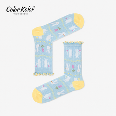 Summer Lace Cartoon Mid-Calf Socks – Red Flowers