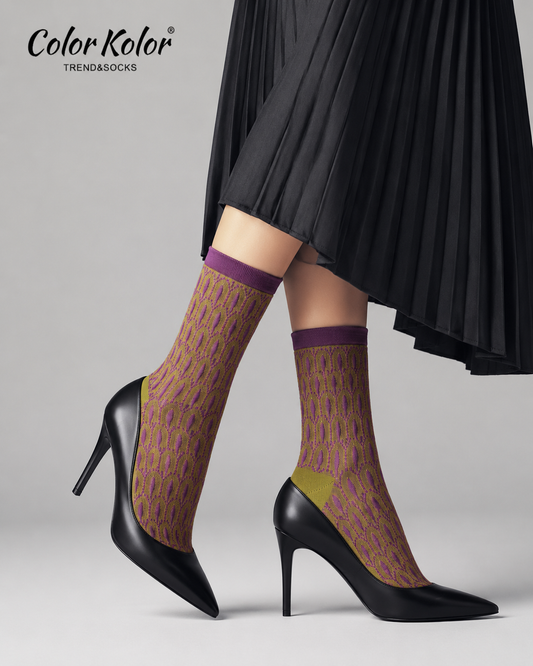 25SS spring and summer new retro red peacock pattern jacquard three-dimensional relief contrast color mid-calf socks with sandals socks for women