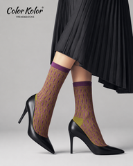 Retro Peacock Jacquard Mid-Calf Socks